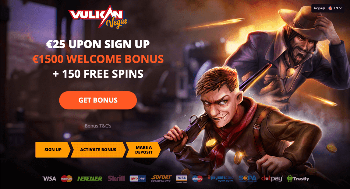 Vulkan Vegas $25 Бездепозитный Денежный Бонус